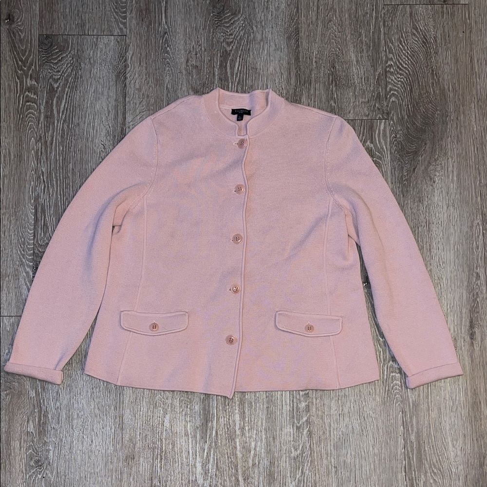 Talbots Light Pink Textured Knit Top sweater jacket size large petite